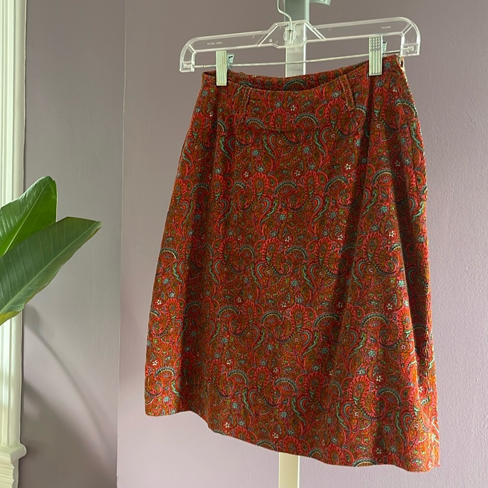Vintage Miss Julie of Dallas corduroy paisley A line skirt XS
